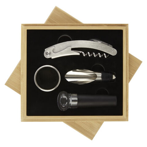 Syrat 4-teiliges Weinset, natur, silber bedrucken, Art.-Nr. 11314706