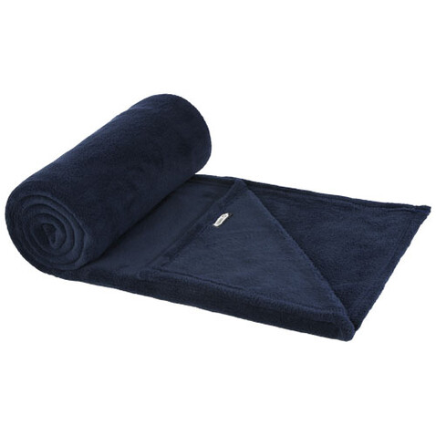 Lily GRS zertifizierte, RPET Decke aus Coral Fleece, dunkelblau bedrucken, Art.-Nr. 11319155