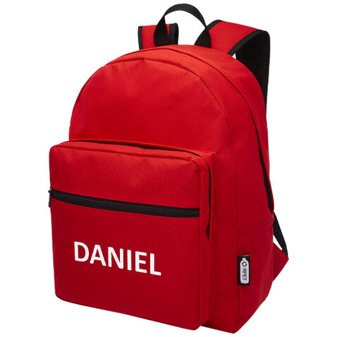 Retrend RPET-Rucksack 16L, rot bedrucken, Art.-Nr. 12053221