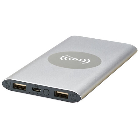 Juice 8000 mAh kabellose Powerbank, silber bedrucken, Art.-Nr. 12417381