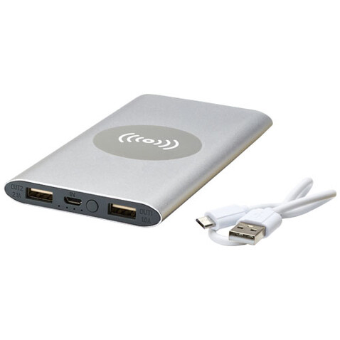 Juice 8000 mAh kabellose Powerbank, silber bedrucken, Art.-Nr. 12417381