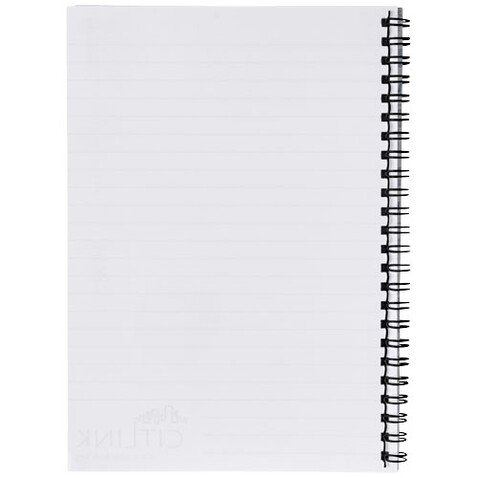 Desk-Mate® A5 Notizbuch mit Spiralbindung, weiss, schwarz bedrucken, Art.-Nr. 21251012