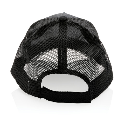 Impact AWARE™ 190gr Brushed rCotton 5 Panel Trucker-Cap schwarz bedrucken, Art.-Nr. P453.351