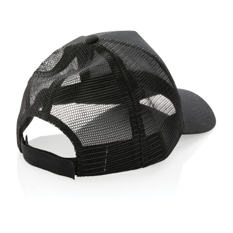 Impact AWARE™ 190gr Brushed rCotton 5 Panel Trucker-Cap schwarz bedrucken, Art.-Nr. P453.351