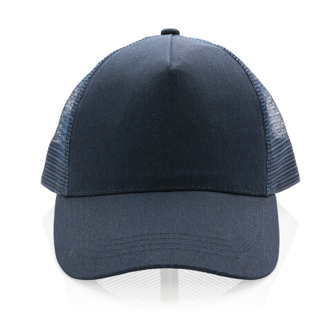 Impact AWARE™ 190gr Brushed rCotton 5 Panel Trucker-Cap navy blau bedrucken, Art.-Nr. P453.359