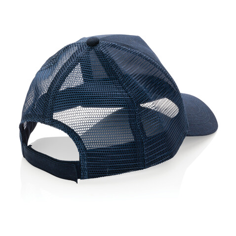 Impact AWARE™ 190gr Brushed rCotton 5 Panel Trucker-Cap navy blau bedrucken, Art.-Nr. P453.359