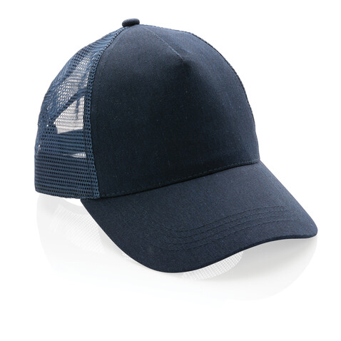 Impact AWARE™ 190gr Brushed rCotton 5 Panel Trucker-Cap navy blau bedrucken, Art.-Nr. P453.359