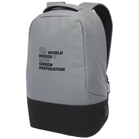 Cover Diebstahlsicherer GRS RPET Rucksack 18L, grau bedrucken, Art.-Nr. 12051082