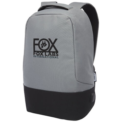 Cover Diebstahlsicherer GRS RPET Rucksack 18L, grau bedrucken, Art.-Nr. 12051082