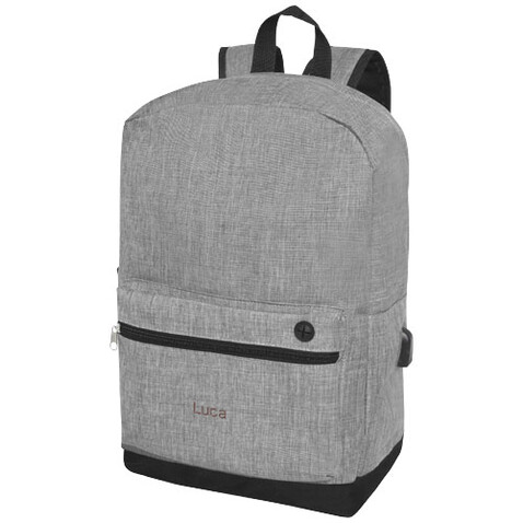 Hoss 15,6&quot; Business Laptop-Rucksack 16L, heather mediumgrau bedrucken, Art.-Nr. 12051106