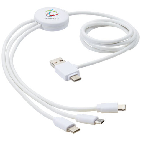 Pure 5-in-1-Ladekabel, antimikrobiell, weiss bedrucken, Art.-Nr. 12418401