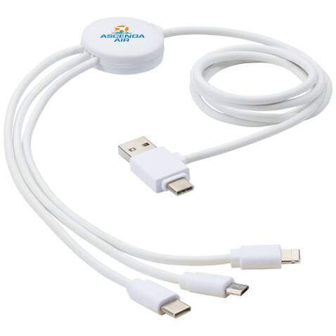 Pure 5-in-1-Ladekabel, antimikrobiell, weiss bedrucken, Art.-Nr. 12418401