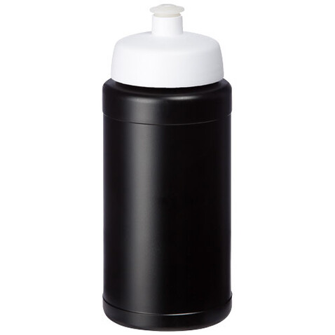 Baseline Recycelte Sportflasche, 500 ml, schwarz, weiss bedrucken, Art.-Nr. 21044401 Baseline Recycelte Sportflasche, 500 ml, schwarz, weiss bedrucken, Art.-Nr. 21044401