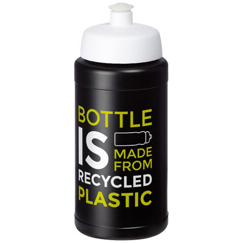 Baseline Recycelte Sportflasche, 500 ml, schwarz, weiss bedrucken, Art.-Nr. 21044401 Baseline Recycelte Sportflasche, 500 ml, schwarz, weiss bedrucken, Art.-Nr. 21044401