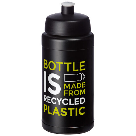 Baseline Recycelte Sportflasche, 500 ml, schwarz, schwarz bedrucken, Art.-Nr. 21044490