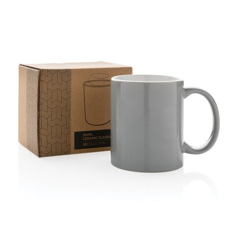 Basic Keramiktasse, 350ml grau bedrucken, Art.-Nr. P434.012