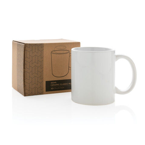 Basic Keramiktasse, 350ml weiß, weiß bedrucken, Art.-Nr. P434.013