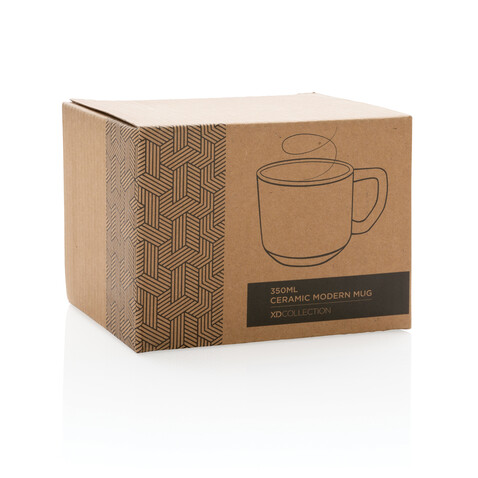 Moderne Keramiktasse, 350ml schwarz, weiß bedrucken, Art.-Nr. P434.041