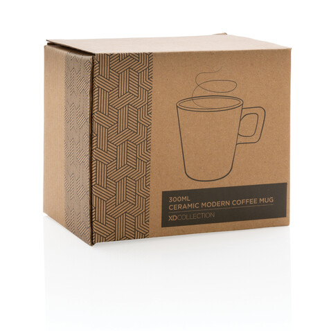 Moderne Keramik Kaffeetasse, 300ml weiß, weiß bedrucken, Art.-Nr. P434.053