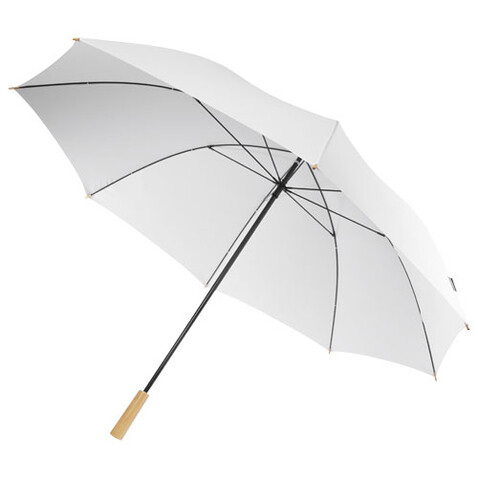 Romee 30&#039;&#039; windbeständiger Golfschirm aus recyceltem PET, weiss bedrucken, Art.-Nr. 10940901