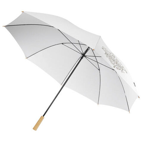 Romee 30&#039;&#039; windbeständiger Golfschirm aus recyceltem PET, weiss bedrucken, Art.-Nr. 10940901