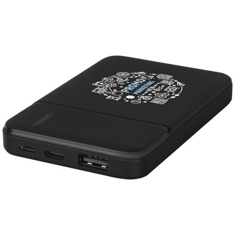 Loop 5000 mAh Powerbank aus recyceltem Kunststoff, schwarz bedrucken, Art.-Nr. 12420290
