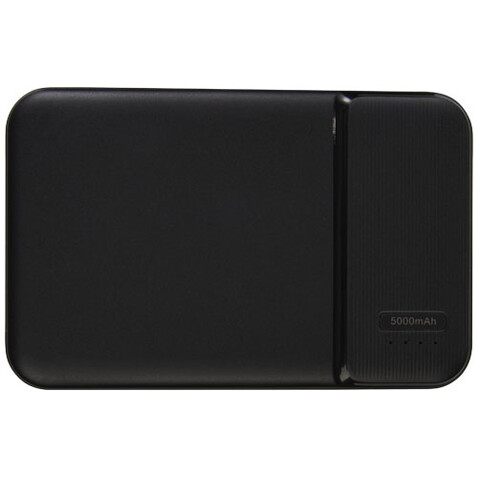 Loop 5000 mAh Powerbank aus recyceltem Kunststoff, schwarz bedrucken, Art.-Nr. 12420290