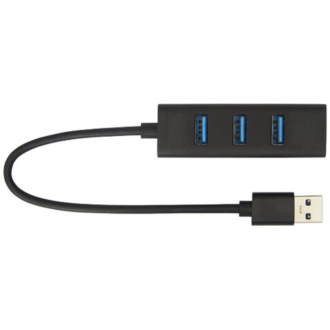 ADAPT USB 3.0-Hub aus Aluminium, schwarz bedrucken, Art.-Nr. 12420990