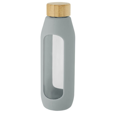 Tidan 600 ml Flasche aus Borosilikatglas mit Silikongriff, grau bedrucken, Art.-Nr. 10066682