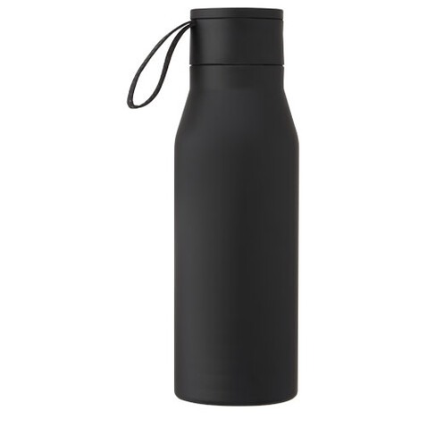 Ljungan 500 ml Kupfer-Vakuum Isolierflasche mit PU Kunststoffband und Deckel, schwarz bedrucken, Art.-Nr. 10066890