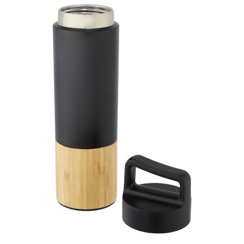 Torne 540 ml Kupfer-Vakuum Isolierflasche mit Bambus Außenwand, schwarz bedrucken, Art.-Nr. 10066990