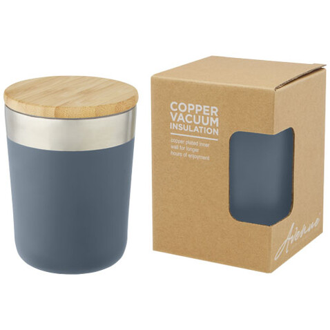 Lagan 330 ml Kupfer-Vakuum Isolierbecher mit Bambusdeckel, eisblau bedrucken, Art.-Nr. 10067050