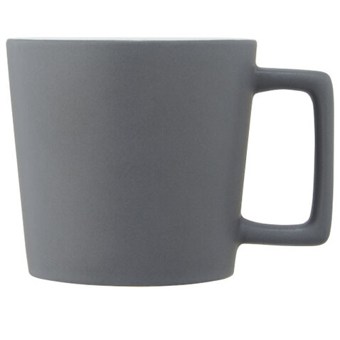 Cali 370 ml Keramiktasse mit matter Oberfläche, weiss, grau matt bedrucken, Art.-Nr. 10090001