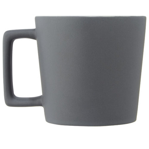 Cali 370 ml Keramiktasse mit matter Oberfläche, weiss, grau matt bedrucken, Art.-Nr. 10090001