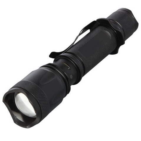 Mears wiederaufladbare taktische 5W Taschenlampe, schwarz bedrucken, Art.-Nr. 10460290