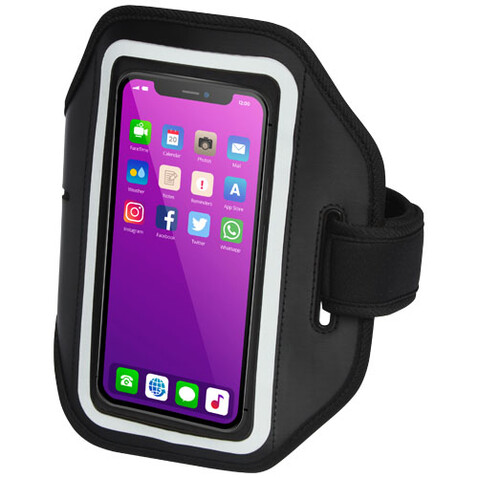 Haile reflektierendes Smartphone Armband mit transparenter Abdeckung, schwarz bedrucken, Art.-Nr. 12500090