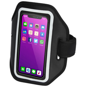 Haile reflektierendes Smartphone Armband mit transparenter Abdeckung, schwarz bedrucken, Art.-Nr. 12500090