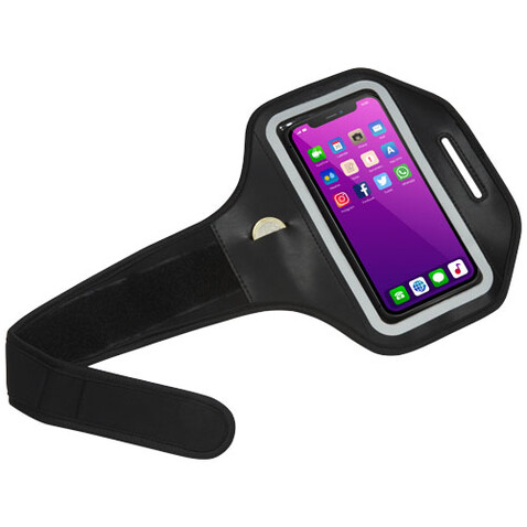 Haile reflektierendes Smartphone Armband mit transparenter Abdeckung, schwarz bedrucken, Art.-Nr. 12500090