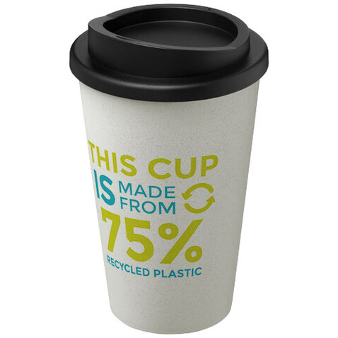 Americano® Eco 350 ml recycelter Becher, weiss, schwarz bedrucken, Art.-Nr. 21042213
