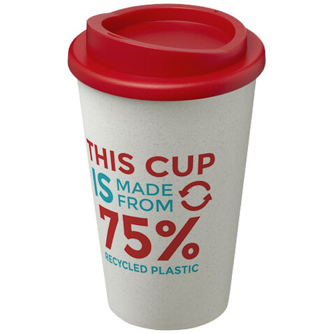 Americano® Eco 350 ml recycelter Becher, weiss, rot bedrucken, Art.-Nr. 21042216 Americano® Eco 350 ml recycelter Becher, weiss, rot bedrucken, Art.-Nr. 21042216