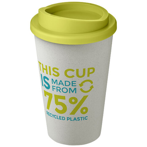 Americano® Eco 350 ml recycelter Becher, weiss, limone bedrucken, Art.-Nr. 21042222