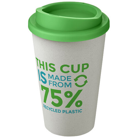 Americano® Eco 350 ml recycelter Becher, weiss, grün bedrucken, Art.-Nr. 21042223