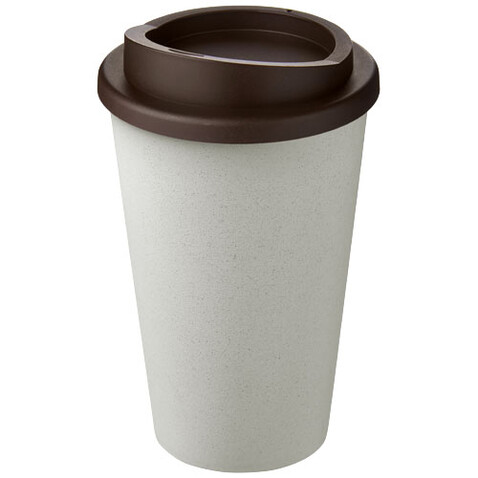 Americano® Eco 350 ml recycelter Becher, weiss, braun bedrucken, Art.-Nr. 21042225