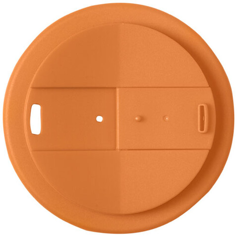 Americano® Eco 350 ml recycelter Becher mit auslaufsicherem Deckel, orange, weiss bedrucken, Art.-Nr. 21042534