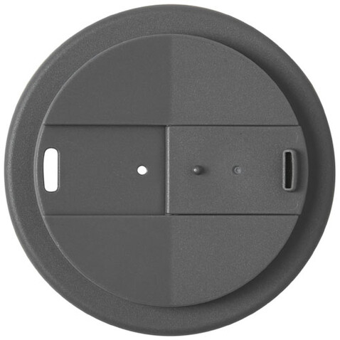 Americano® Eco 350 ml recycelter Becher mit auslaufsicherem Deckel, grau, weiss bedrucken, Art.-Nr. 21042585