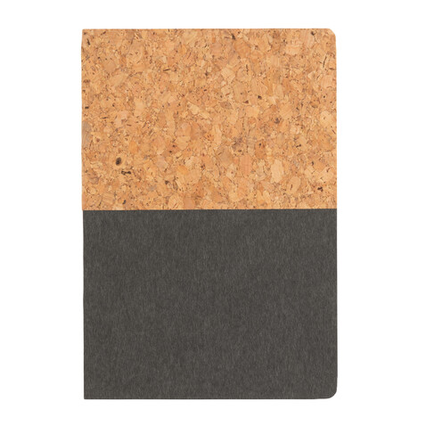 A5 Kork &amp; Kraft Notizbuch schwarz bedrucken, Art.-Nr. P774.331