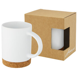 Neiva 425 ml Keramiktasse mit Korkboden, weiss bedrucken, Art.-Nr. 10090101
