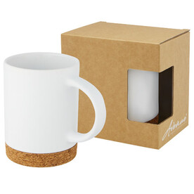 Neiva 425 ml Keramiktasse mit Korkboden, weiss bedrucken, Art.-Nr. 10090101