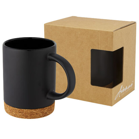 Neiva 425 ml Keramiktasse mit Korkboden, schwarz bedrucken, Art.-Nr. 10090190