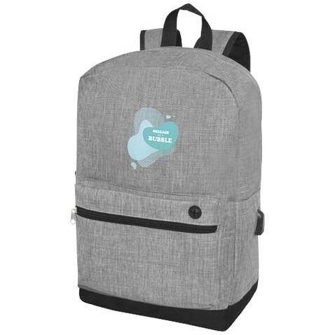 Hoss 15,6&quot; Business Laptop-Rucksack 16L, heather mediumgrau bedrucken, Art.-Nr. 12051106